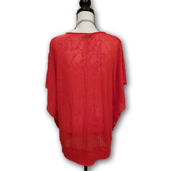 AE Sport Flutter Sleeve Peasant Blouse Red Size 2X - Picture 9 of 16